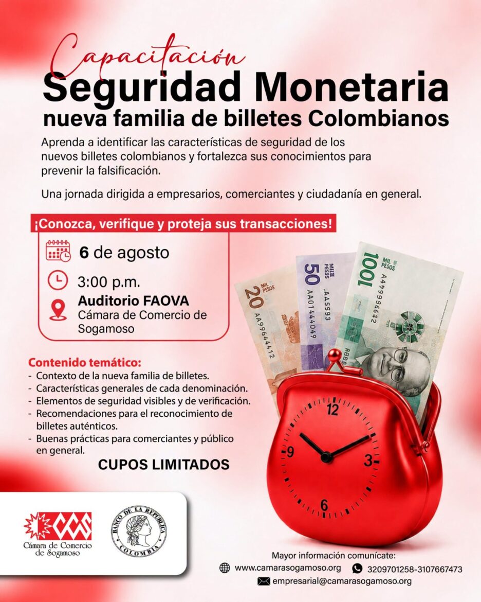 Capacitación Seguridad Monetaria: nueva familia de billetes colombianos, 6 de agosto, Auditorio FAOVA