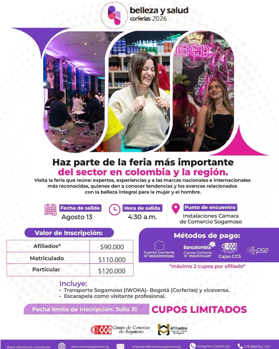 Misión Comercial a Belleza y Salud Corferias 2026, salida 13 de agosto
